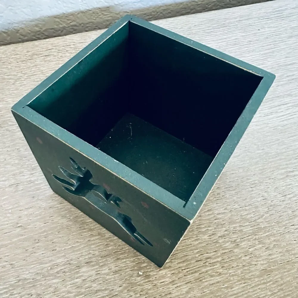 Wooden Reindeer Vintage Tealight Candle Holder Box